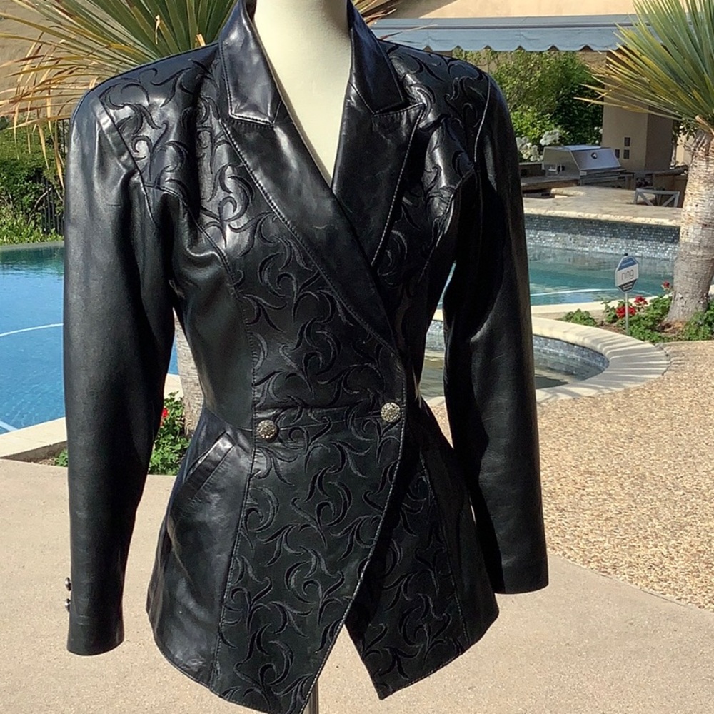 Black leather sexy jacket